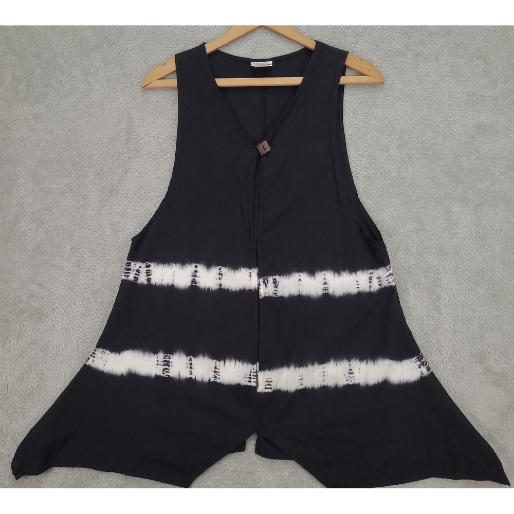 Peanut Punch Tie Dye‎ Vest Sz M Open Front Sleeveless Bohemian Beach Cover Up